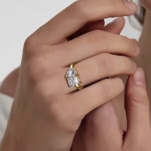 2ct. Pear Cut & Radiant Cut Double Stone Moissanite Ring 925 Sterling Silver