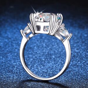 5CT Round Brilliant Cut Moissanite 925 Sterling Silver Ring D Color VVS1 Clarity