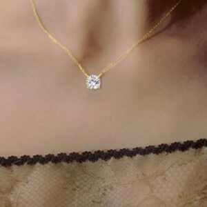 2ct. Moissanite Pendant 4 Prong Round Brilliant Cut Solitaire Necklace for Women, D Color Clarity VVS1 925 Sterling Silver Overlay18k Gold Plated
