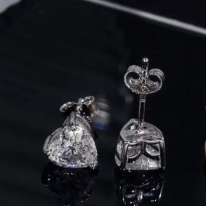 Heart Cut Moissanite Stud Earrings, .8ct 2ct/pair D Color Grade VVS1 Clarity 925 Sterling Silver Hypoallergenic Earrings for Women and Men