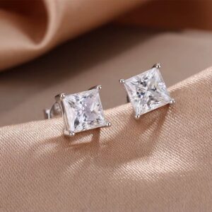 1.2(2.4ct/pair) 6x6mm Princess Cut Moissanite Screw Back Stud Earrings  for Women, D Color Clarity VVS1 925 Sterling Silver Earrings. GRA Certificate